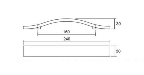 VIEFE calin 160mm fogantyú, Csiszolt nyers fa W00, 240mm